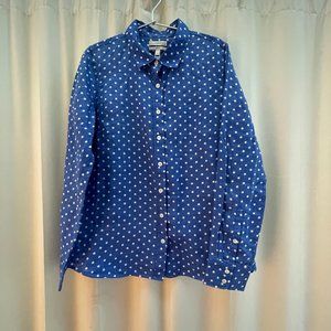 J.CREW LINEN SHIRT BLUE POLKA DOT BUTTON DOWN